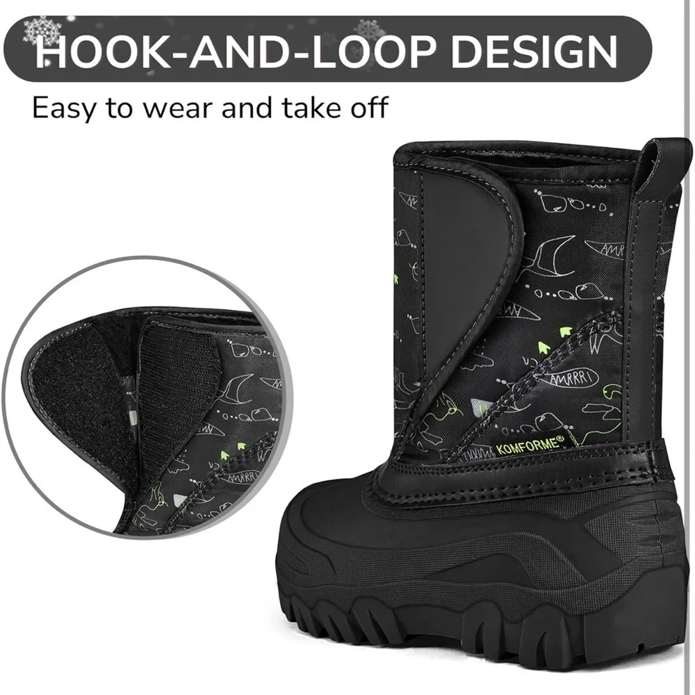 K KomForme Kids Snow Boots Fur Lined Warm Water-resistant Anti-Slip 11/ 711